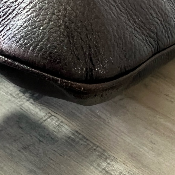 Prada Vitello Hobo bag large tote Deerskin leather dark cherry red gold logo - Picture 7 of 14